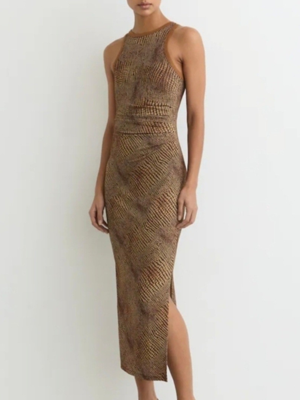Reiss Lola Jersey Snakeprint Racer Midi Dress $235 XS Full Price In The Stores